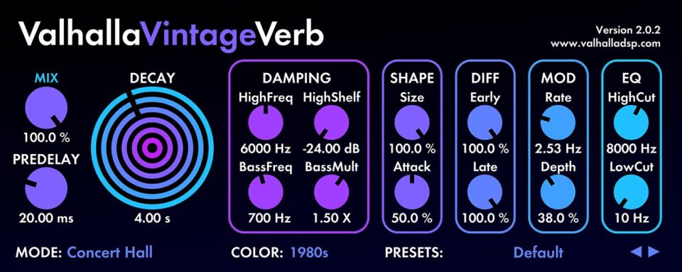 Valhalla VintageVerb VST Effect Plugin
